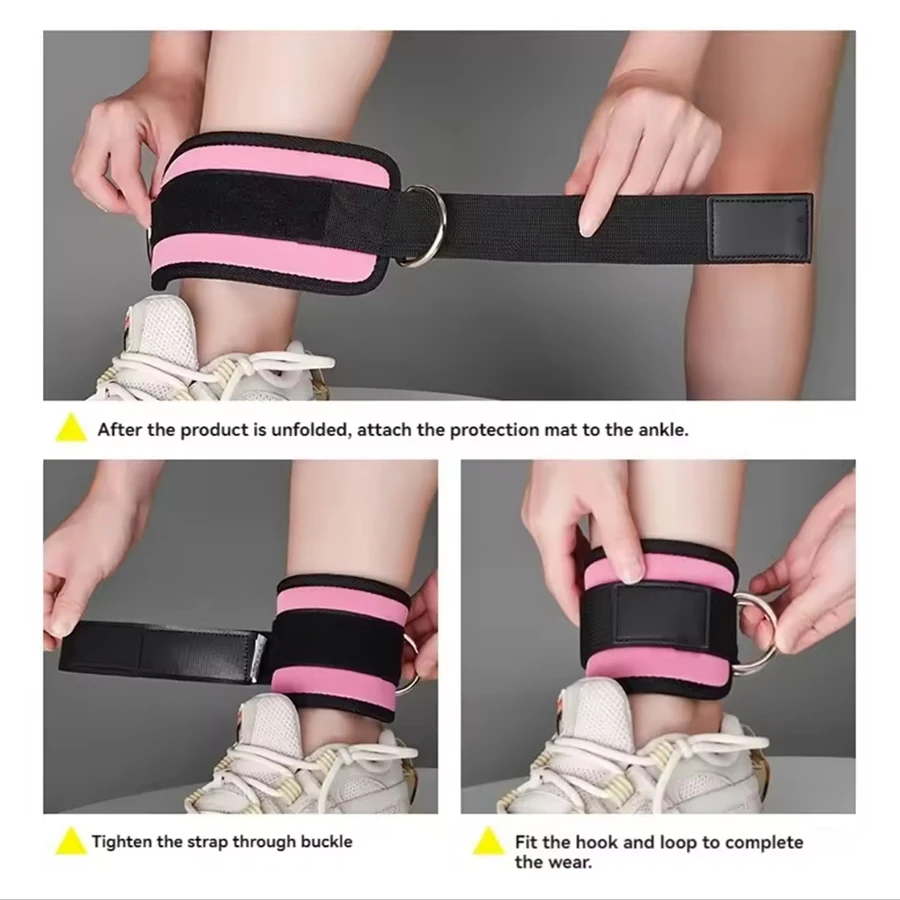 Punhos de pulso de tornozelo acolchoados ajustáveis, tiras acolchoadas, anel D, bututa, para máquina de cabo, ideais para exercícios de glúteos