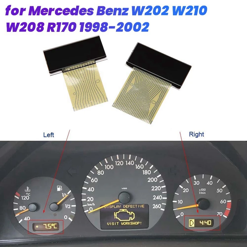 1Pair Car Instrument LCD Display Screen For Mercedes Benz W202 W210 W208 R170 1998-2002 Speedometer Pixel Repair Screen