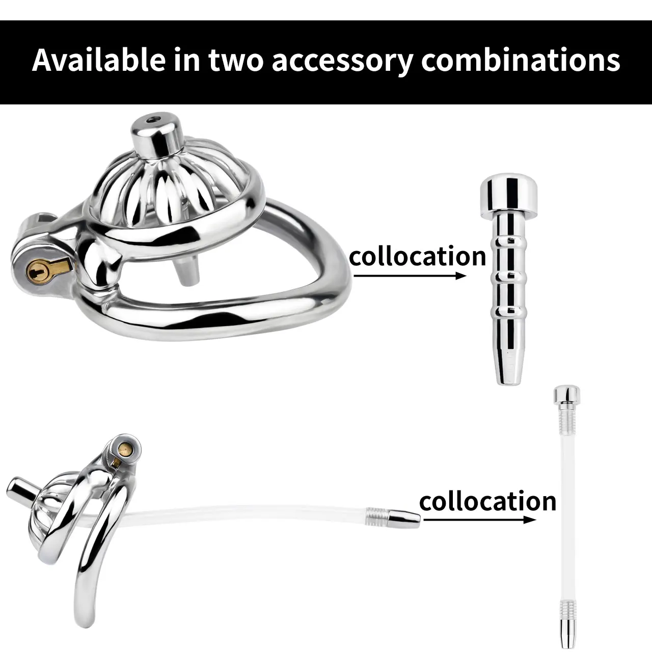LICKER Stainless Steel Chastity Cage Device With Metal Silicone Catheter Penis Bondage Cock Cages Dick Lock BDSM Games For Men 5