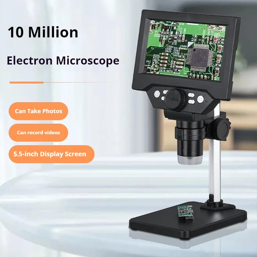 Microscópio digital de 5,5 polegadas, ampliação de 10MP 1000X, display LCD, luz 8LED, ferramenta de reparo de microscópio eletrônico