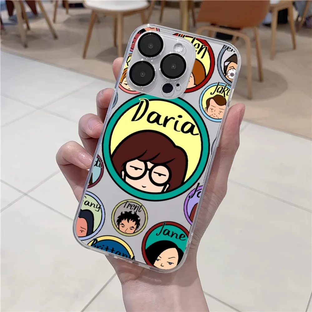 Cartoon D-Daria  Phone Case For iPhone 11 12 Mini 13 14 15 Pro XS Max X 8 Plus SE XR Transparent Shell