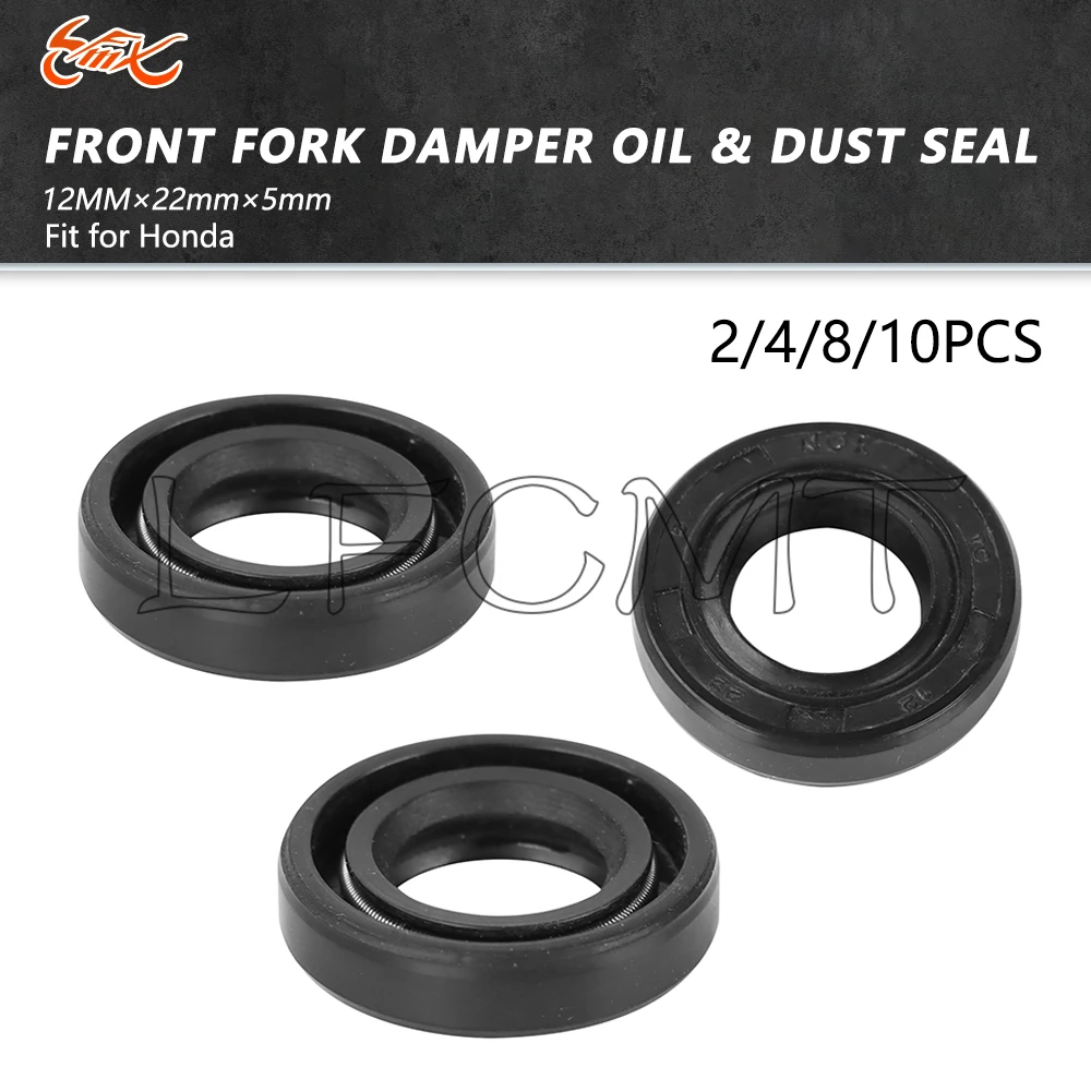 Retén de aceite de nitrilo con esqueleto 12x22x5 compatible con Honda CRF250R/X CRF150F/R CRF450R/X CR 250R 500R CRF230L TRX 250/400X Ascot 500