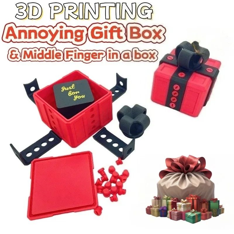 صندوق هدايا عيد الميلاد مع إصبع متوسط مخفي داخل مزحة ممتعة ديكور منزلي مبتكر هدية مفاجئة منبثقة