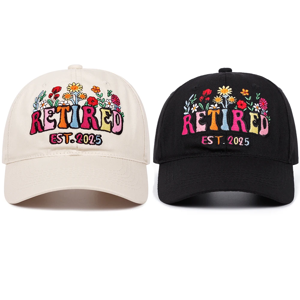 RETIRED letter Flower embroidered baseball cap men women outdoor sports events American trucker hat trend fashion