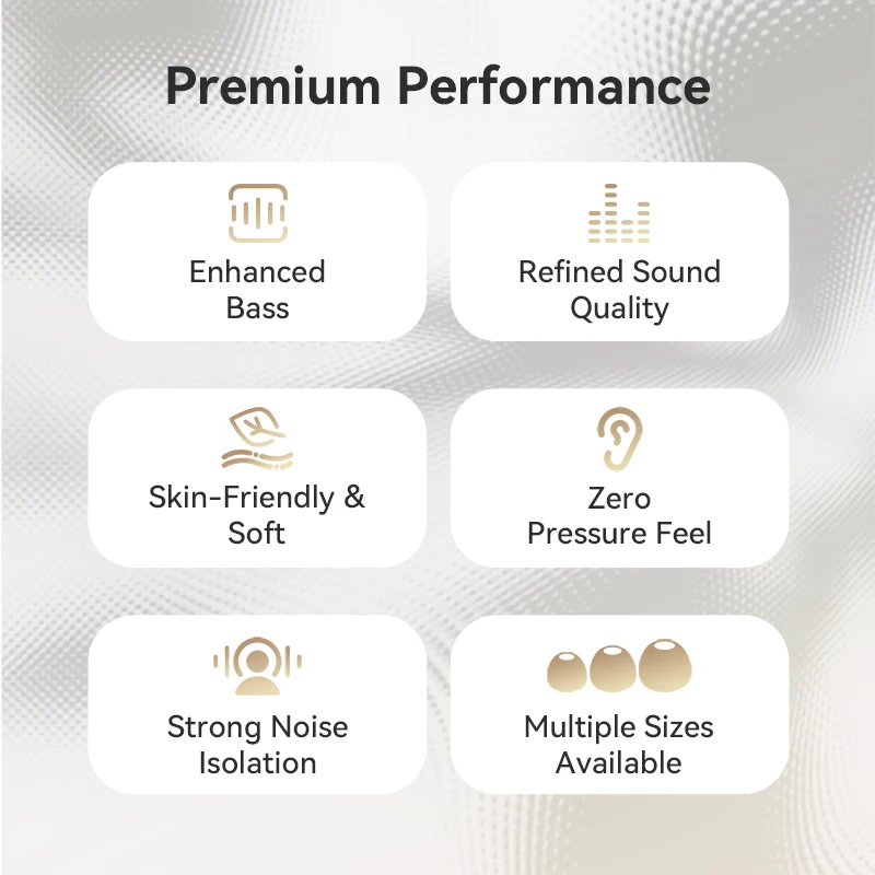 KBEAR 08 Silicone Eartips Enhanced Bass Strong Noise Isolation Earbuds Skin-Friendly Washable Multiple Sizes Replacement Earplug