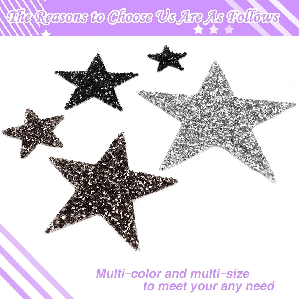 4 STUKS Opstrijkbare Patches Ster Applicaties Strass Ster Patches Glitter Ster Patches Applicaties voor Kleding Jeans Reparatie Decoratie