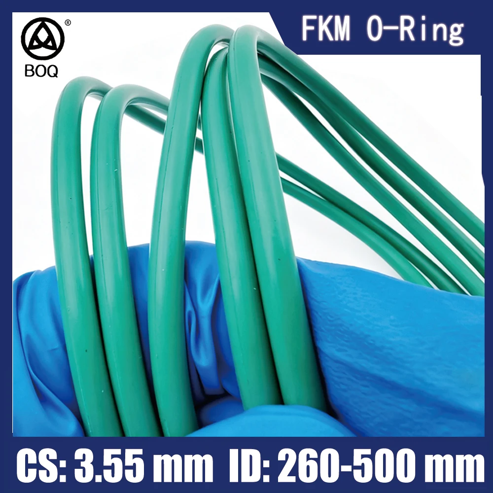 Green CS 3.55mm ID 260mm ~ 500mm 1PC FKM O Ring Gasket Fluorine Rubber Sealing Washer Heat resistant Oil Resistant Acid Alkali