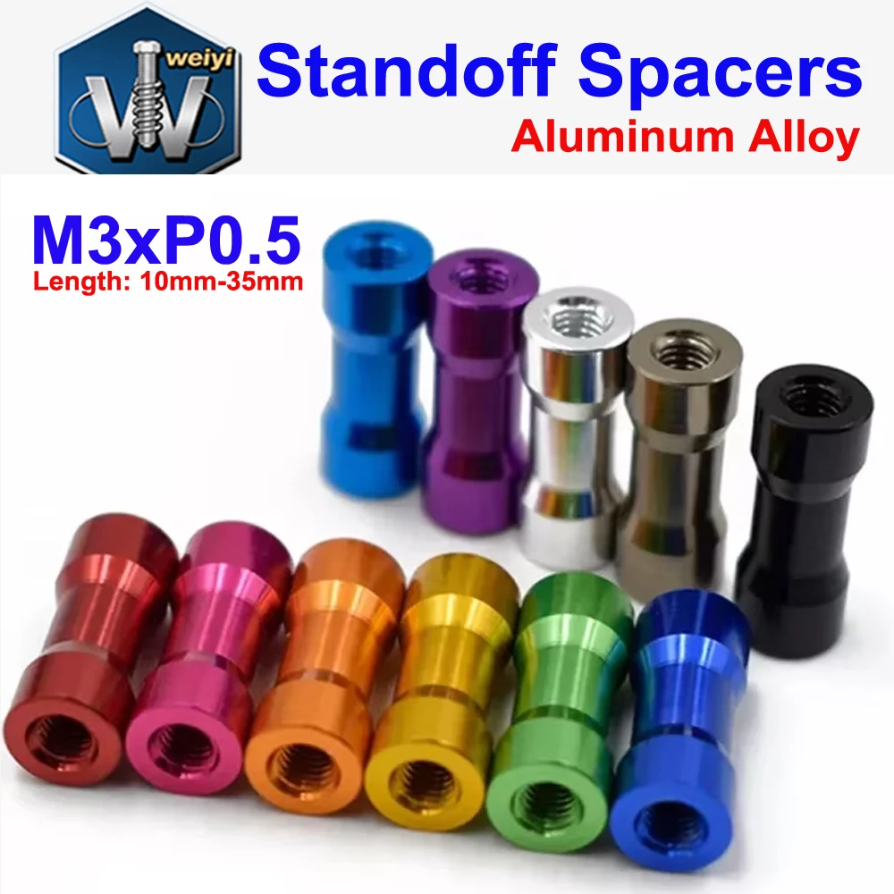 Weiyi 10 Stück M3 Aluminium-Abstandshalter M3*10/15/20/25/28/30/35mm Doppelrunde Aluminiumlegierungs-Abstandshalter für RC-Teile – Detail 3
