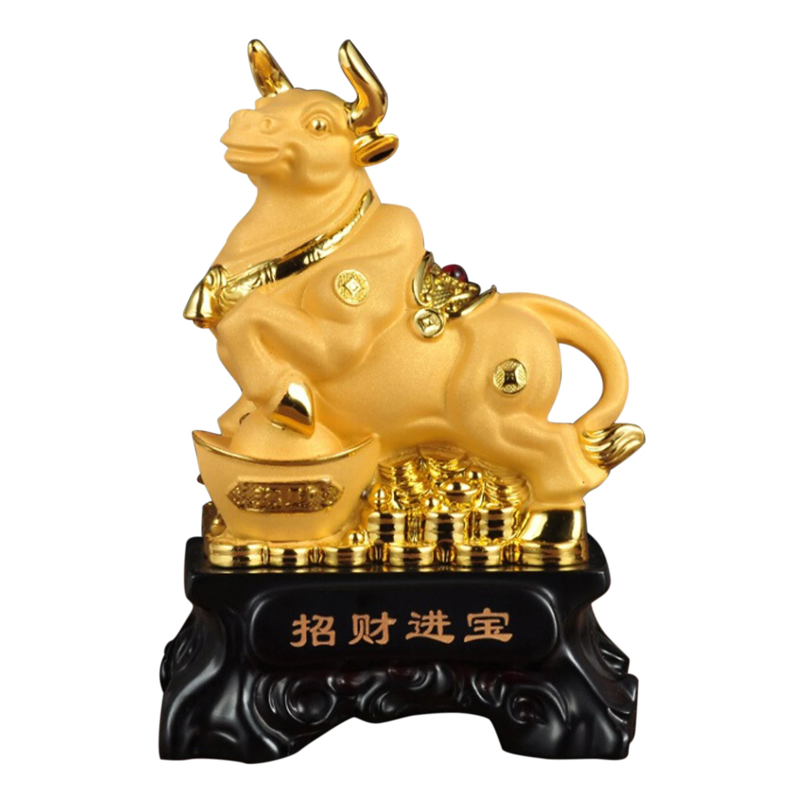 Desktop 2021 Handcraft Chinese Zodiac Gift Golden Resin OX Year Easy Clean Luck Wealth Collectible Figurine Office Celebrate