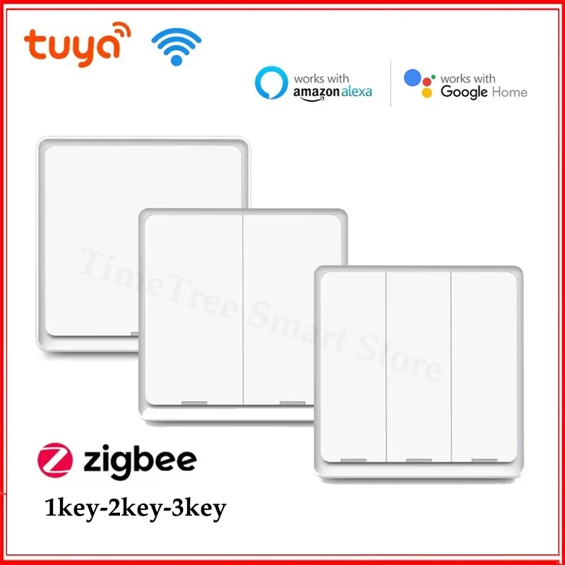 

Tuya Zigbee Smart Wall Switch with Neutral Wire 1/2/3 Gang Button Wireless Voice Control Work With Gateway Alexa Google Home APP