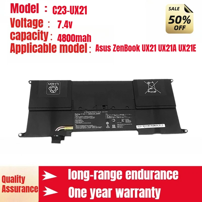 

For Asus ZenBook UX21 UX21A UX21E Laptop Battery C23-UX21 7.4v 4800mah