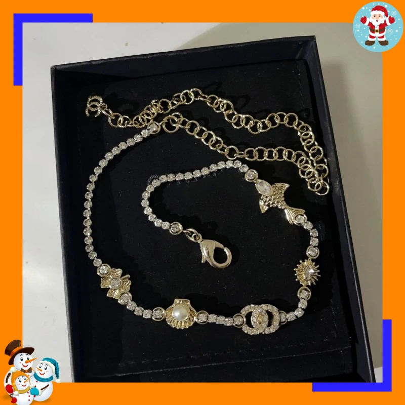Ocean Multi-element Shell Full Diamond Necklace Women's High-end Temperament Color Matching Strong Chain Tide