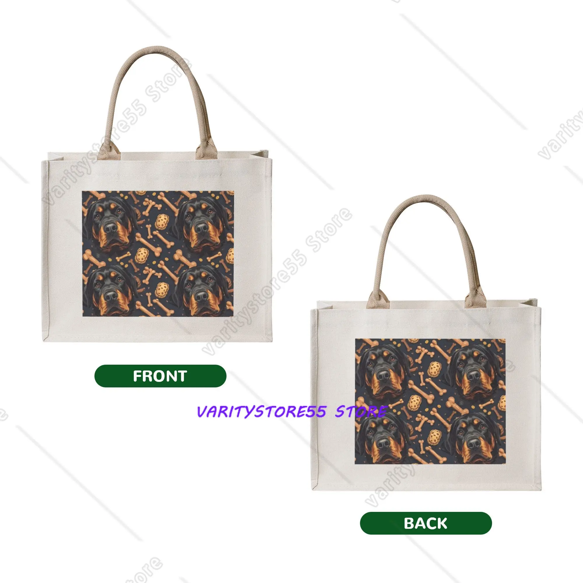 Reusable Rottweilers and Dog Treat Bones Shopping Bag Women Tote Bag Portable  Groceries Shopper Bags