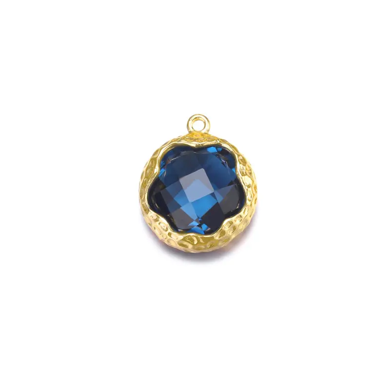 4 pièces 14x16MM haute qualité Champagne couleur or laiton coloré verre rond fleur breloques pendentifs bijoux à bricoler soi-même accessoires