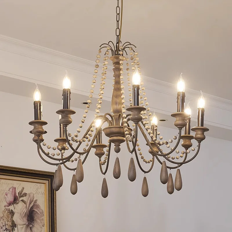 

French retro living room dining room candle chandelier American supermarket homestay Medieval style country bedroom bar lamps