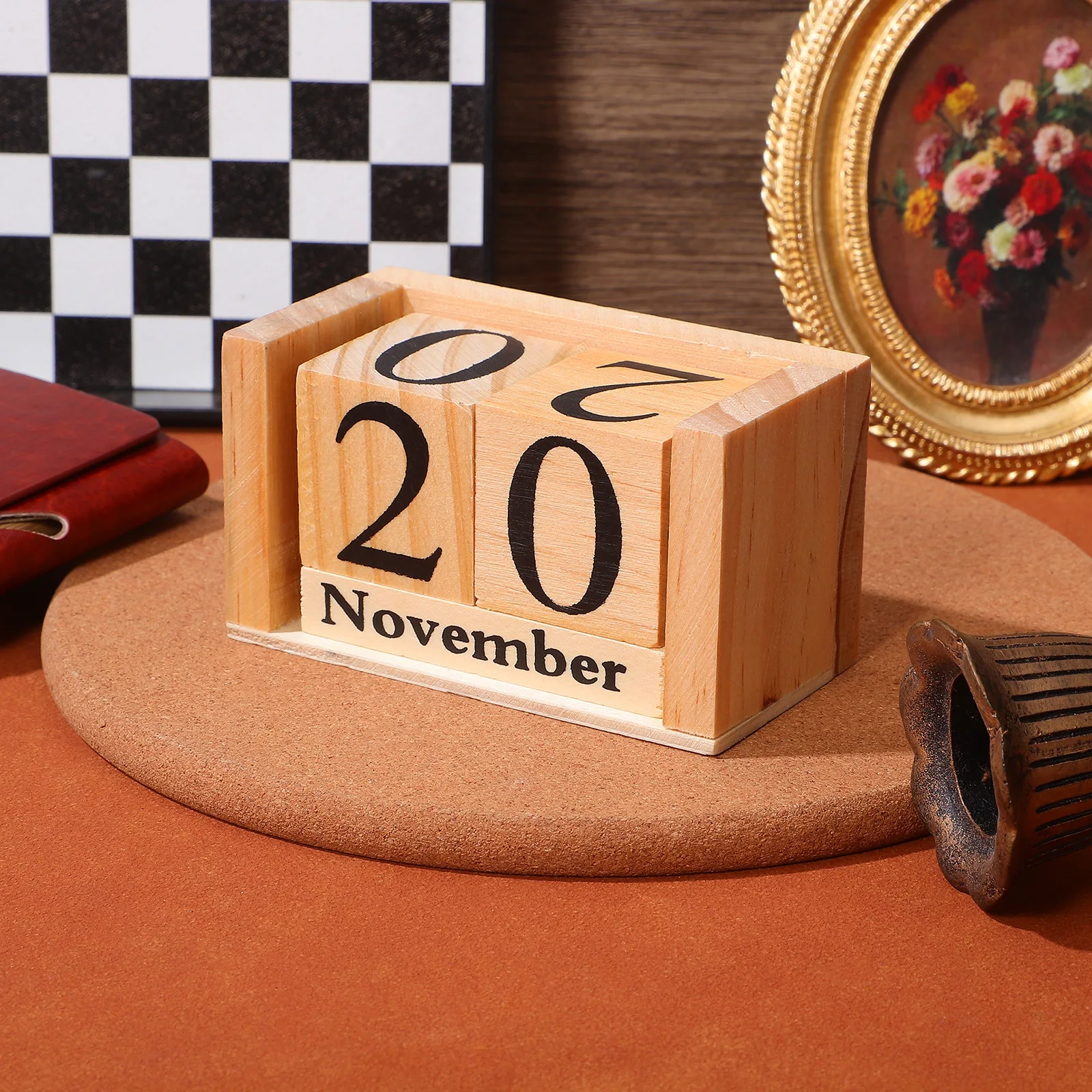 Bloc en bois bureau Style européen réutilisable table debout bureau maison décoratif calendrier perpétuel calendrier de Table en bois