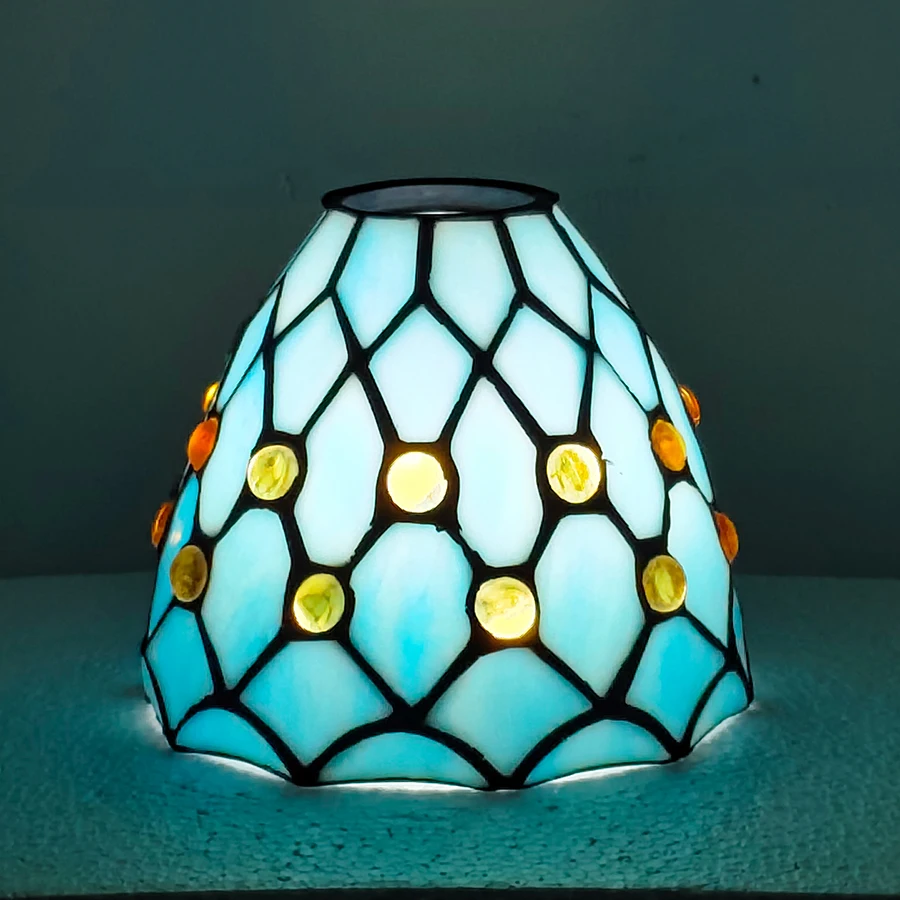 Jewelry Bead Style Handcrafted Stained Glass Shade, Replacement Lampshade for Ceiling Pendant & Wall Lamp