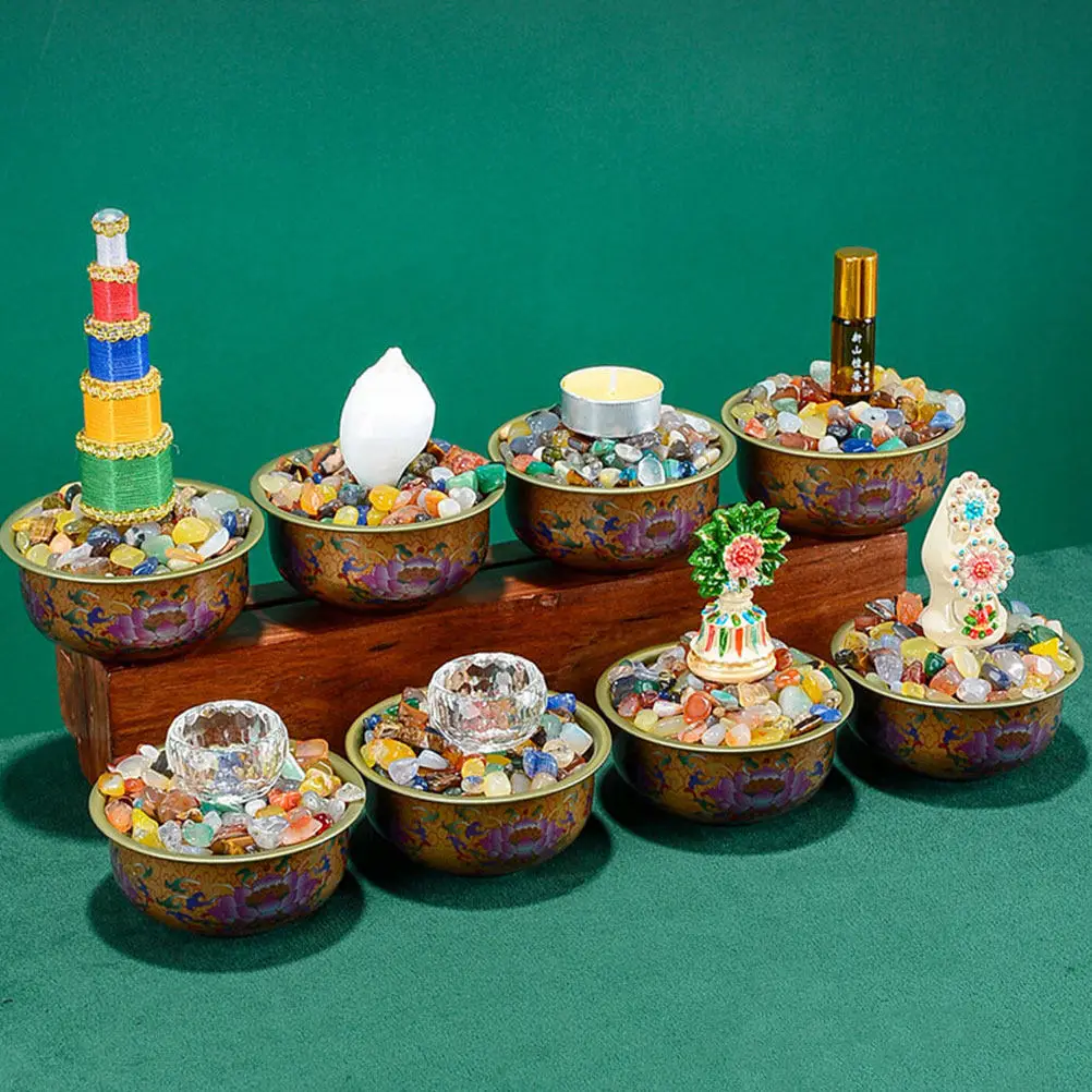 7pcs Offering Bowl Premium Alloy Buddha Worship Temple Use Smooth Edge Safe Practical Kitchen