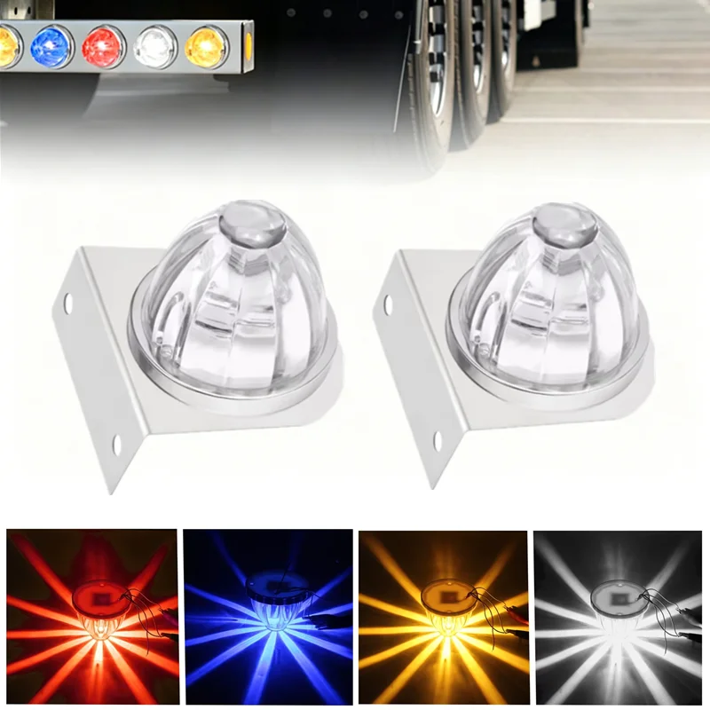 

2PCS Side lights For Truck Trailer Side Watermelon Lamp Turn Signal Lights LED Warning Strobe Dual Color Marker Lighting Lorry Lights 12V/24V