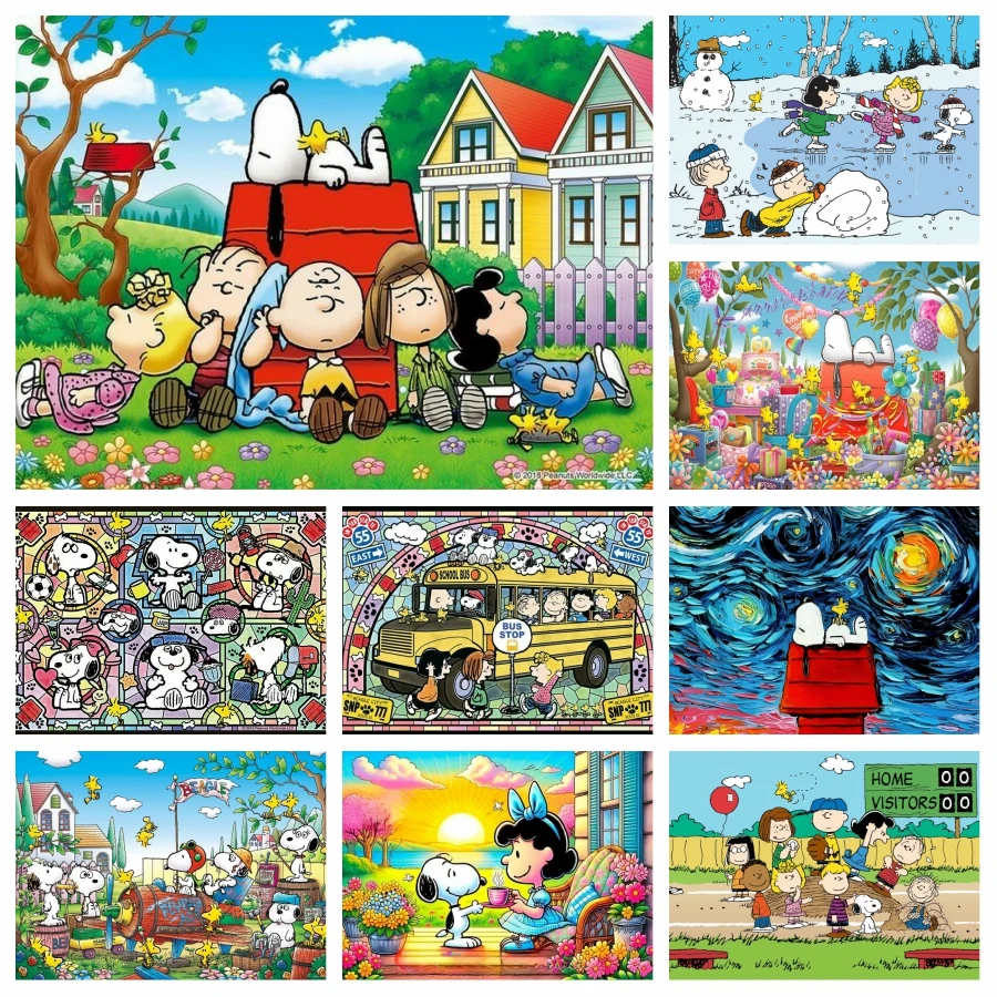 Snoopy And Woodstock Marcie Comic 5d  Full Diamond Painting Art Cute Cartoon Beagle Mosaic Cross Stitch Home Decor Kids Diy Gift