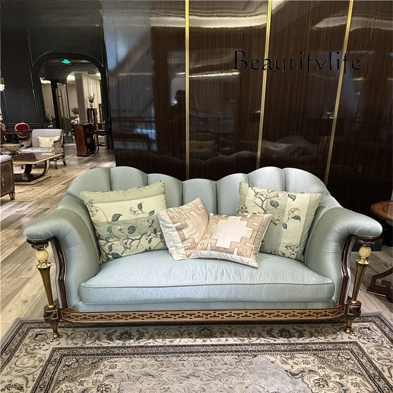 

Гостиная, трехместный диван из цельного дерева, европейский ретро полный комплект, комбинированная вилла, британская классическая роскошная мебель