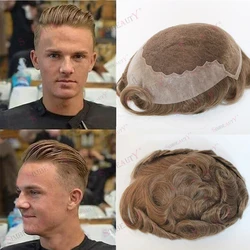 Undetectable Natural Hairline Q6 Breathable Lace Men Toupee Super Durable Human Hair Wig Blonde Prosthesis Male System Hairpiece