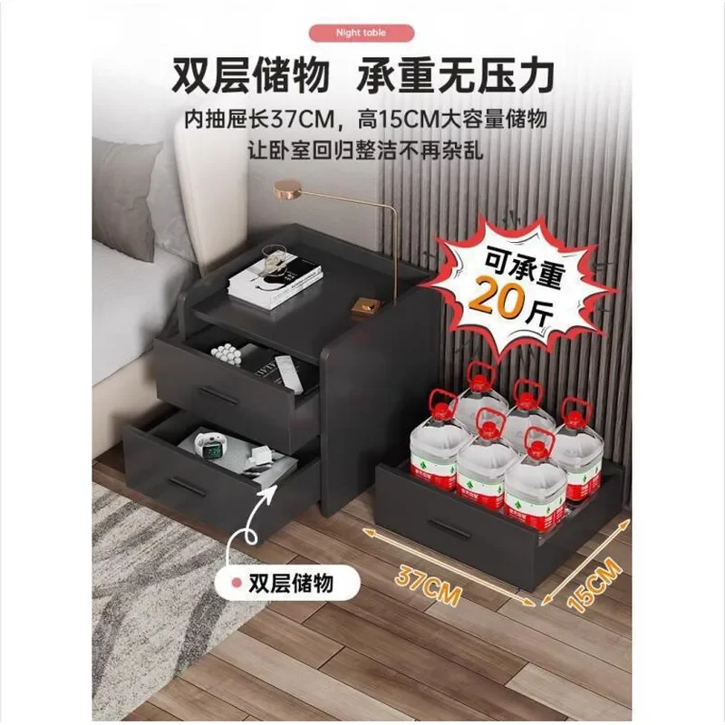 for Modern Simple Light Luxury Bedside Tables Italian Style Small Bedroom Nightstands Household Storage Shelves Lockers