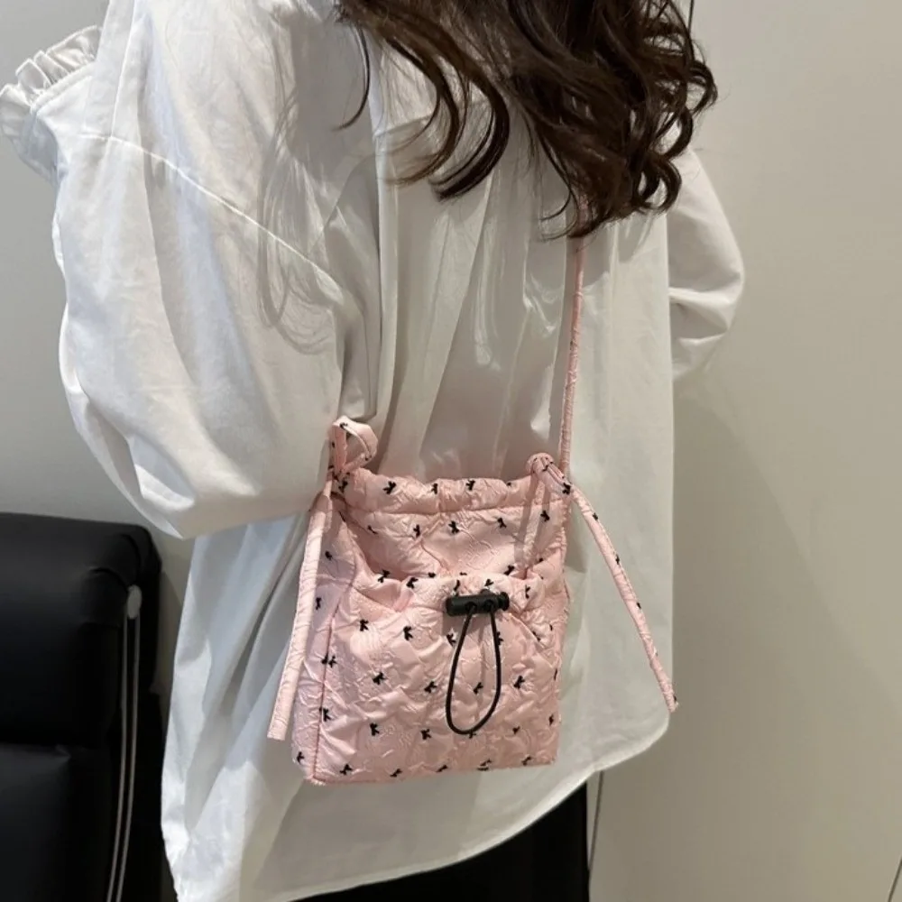 

Casual Versatile Bow Shoulder Bag Solid Color Square Women Crossbody Bag Korean Style Coin Pouch Mobile Phone Pack Sports