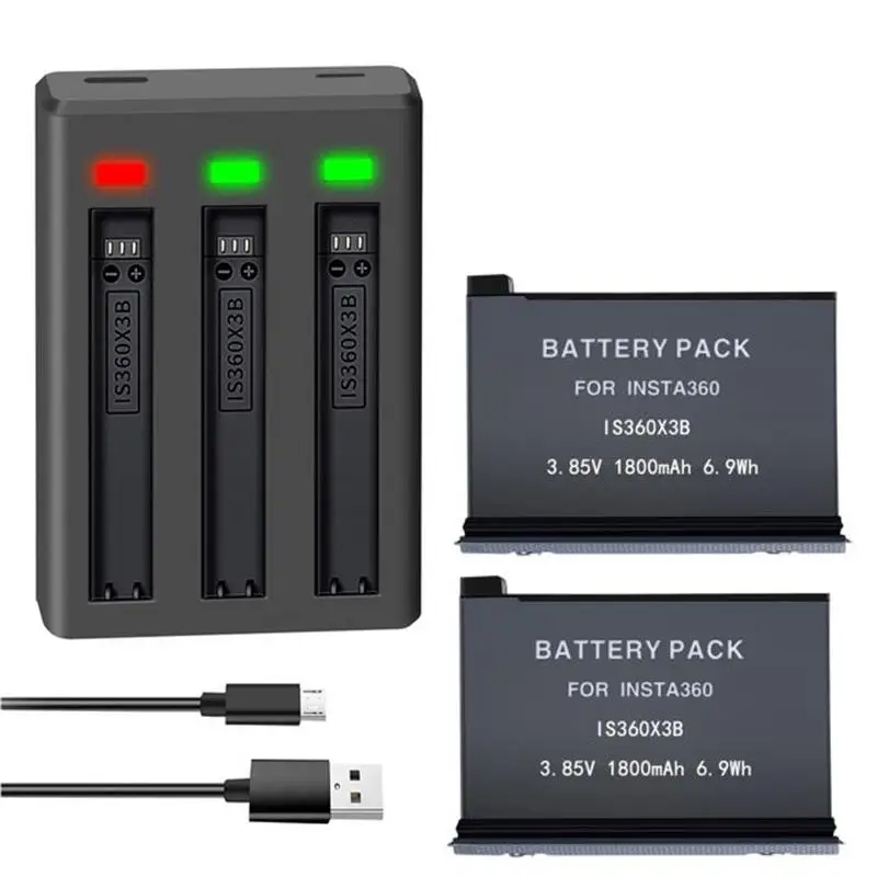 3 فتحات/شاحن مزدوج شاحن بطارية Batteies شحن/ل إنستا 360 واحد X3 شاحن بطارية Insta360 أم X3 بانورامية اكسسوارات