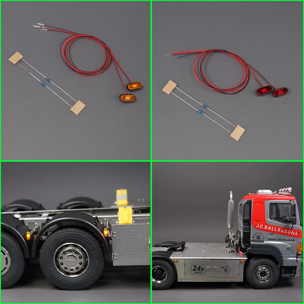 

2Pcs Width Indicator Light Warning Light Contour Lamp for 1/14 Tamiya RC Truck Scania 770S Actros 3363 Volvo MAN LESU Car Parts