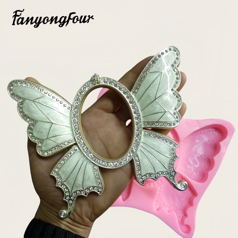 Fan Yong four butterfly frame silicone mold DIY can be used to make resin concrete plaster decorative items