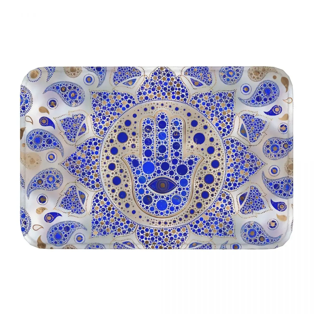 Fatima Dot Art On Mother Of Pearl Hamesh Hamsa Hand Peace Non-slip Rug Doormat Living Room Mat Hallway Carpet Indoor Decorative