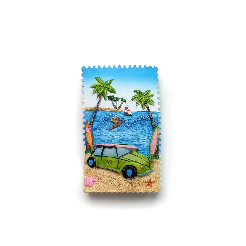 

Maldives Beach Car3dCultural and Creative Hand-painted Magnetic Fridge Magnets Travel Souvenirs Home Decorations