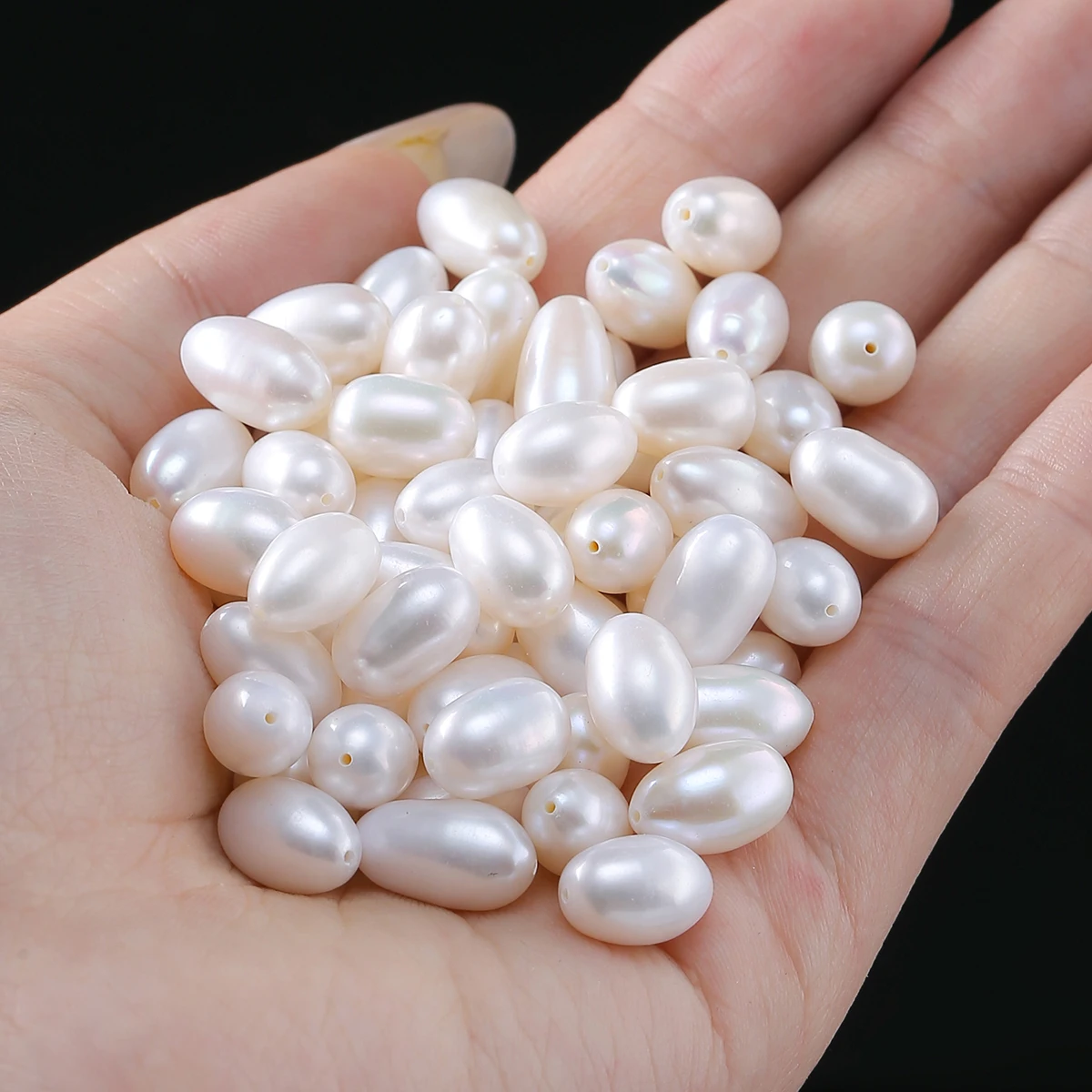 10Pcs/lot Natural White Freshwater Pearl Bead Rice Shape Loose Spacer Bead for Jewelry Making DIY Bracelet Necklace Accessories