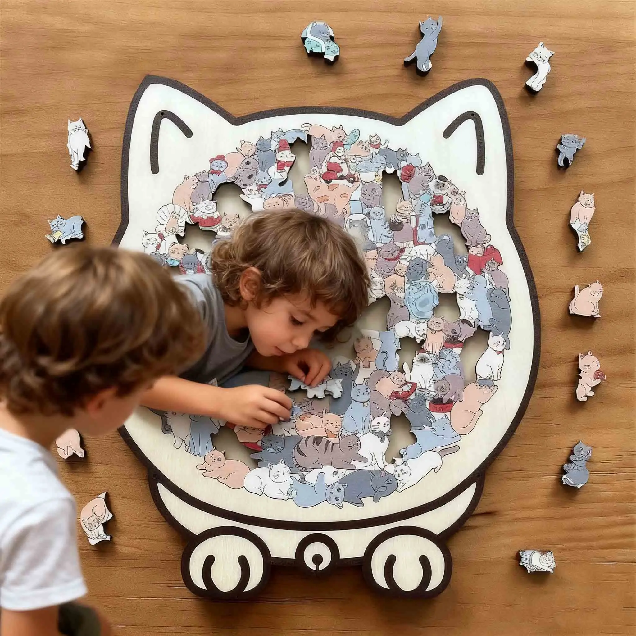 

135 шт. деревянный кот 3D пазл в форме животных пазлы кошка панда сложенные головоломки настольные игры мозговая игра Монтессори развивающая игрушка