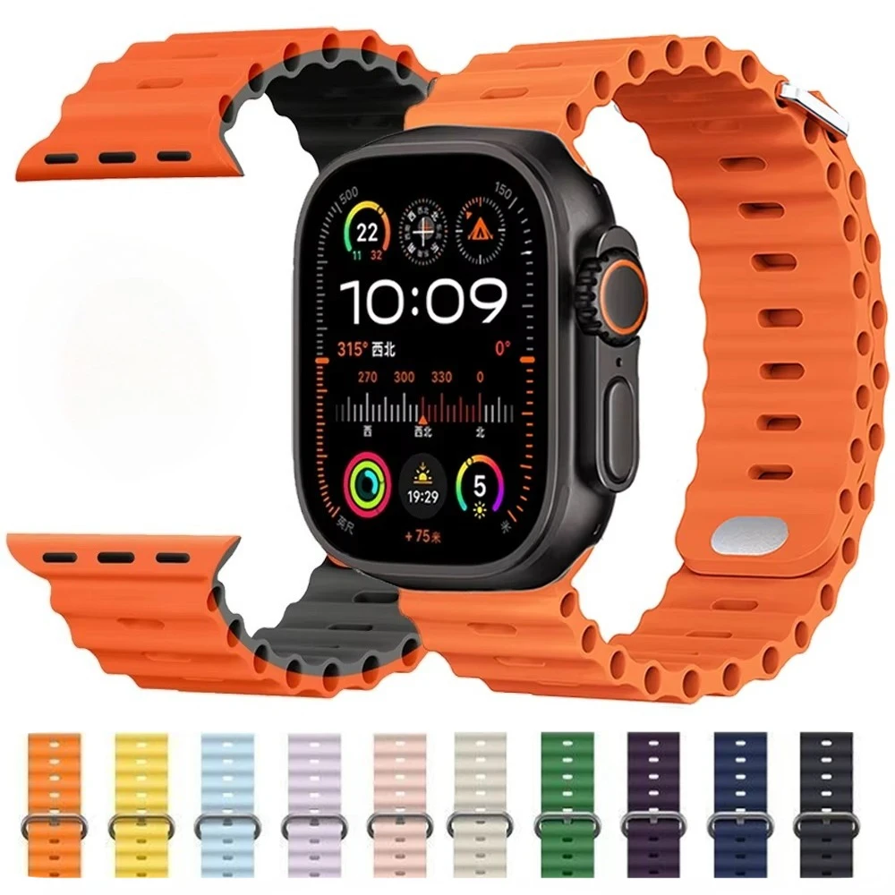 العصابات لساعة أبل 10-Ultra 2-3 49 مللي متر 45 مللي متر 41 مللي متر 44 مللي متر سيليكون المحيط حزام سوار iWatch سلسلة 11-9 8 7 6 5 4 SE 3 46 مللي متر 42 مللي متر #1