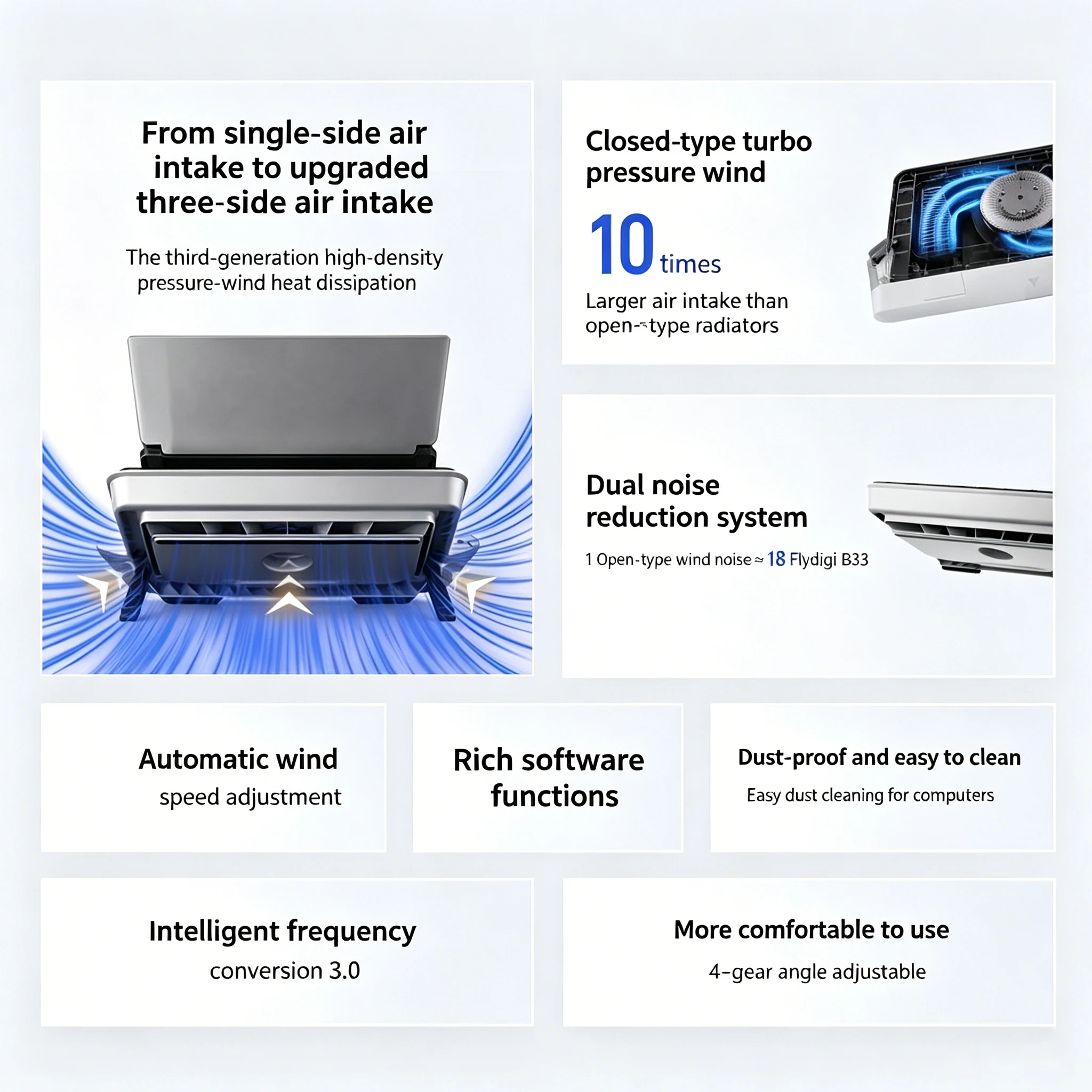 FLYDIGI BS3 Notebook Computer Pressure Air Cooling System for Temperature Control and Noise Reduction Gaming Laptop Cooling Stan