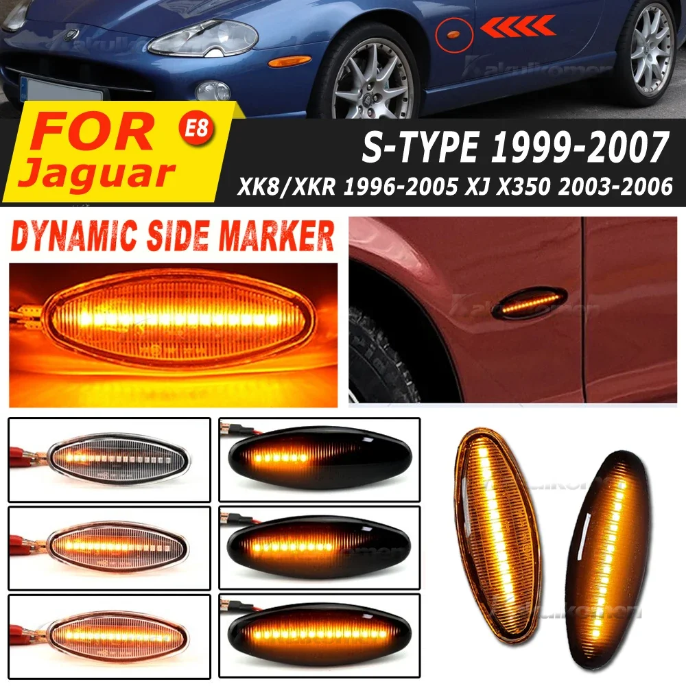 For Jaguar XJ X350 S-Type XK 8/XKR Dynamic LED Indicator Side Marker Signal Light Lamp Tuning Car Accessories