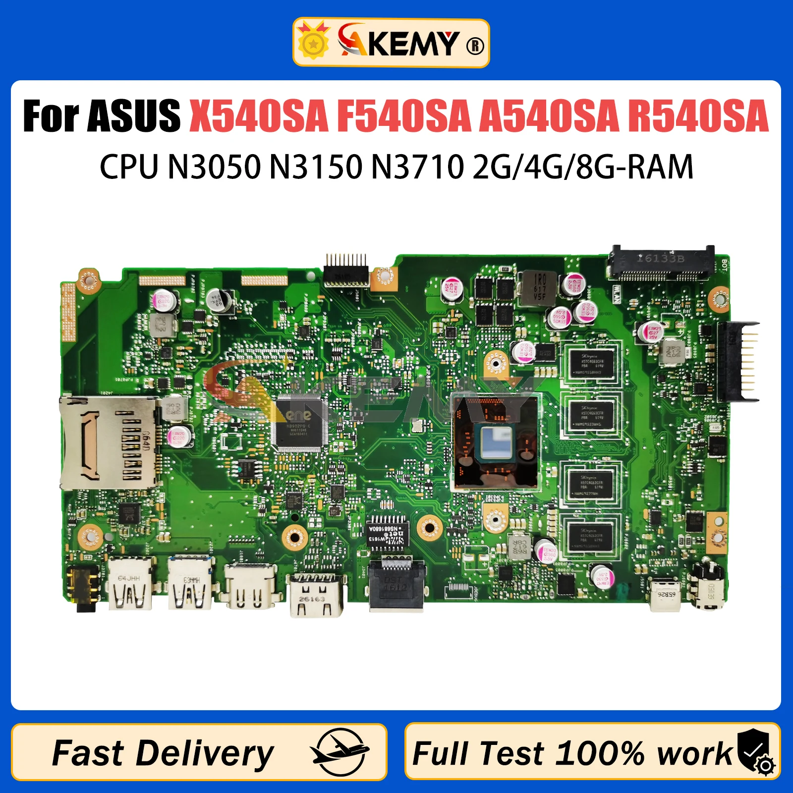 AKEMY X540SA Moederbord Voor Asus VivoBook X540S F540SA A540SA R540SA Laptop Moederbord Met N3050 N3150 N3710 CPU 2G/4G/8G-RAM