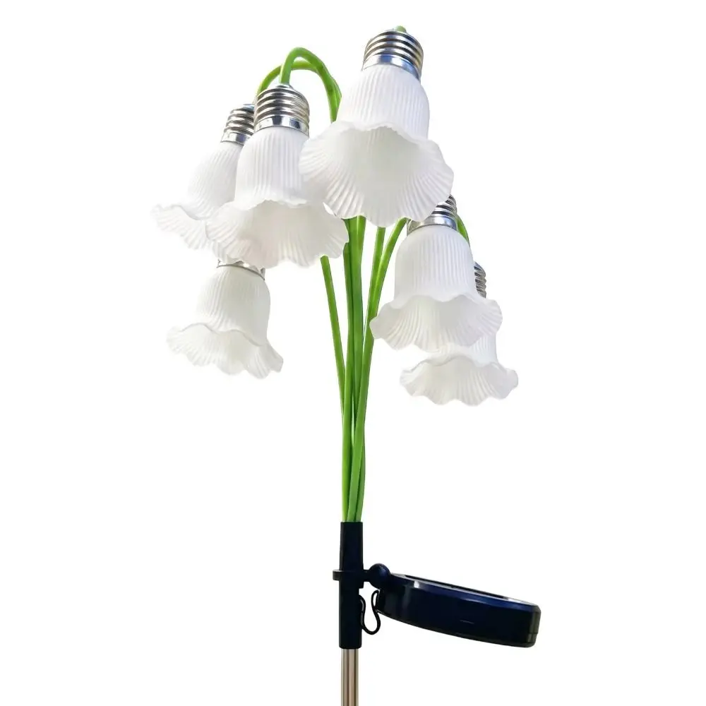 Bellflower Flower Flowers Solar Garden Light Realistic Auto on Off 6 Heads LED Simulated Light Flexible Stems Removable