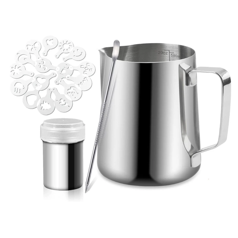 Sữa Không Khí Chảo Hơi Nước Inox-Bình Đựng Cà Phê Sữa Nghệ Thuật Latte Bột Bình Lắc Đổ Bình Cốc 918D