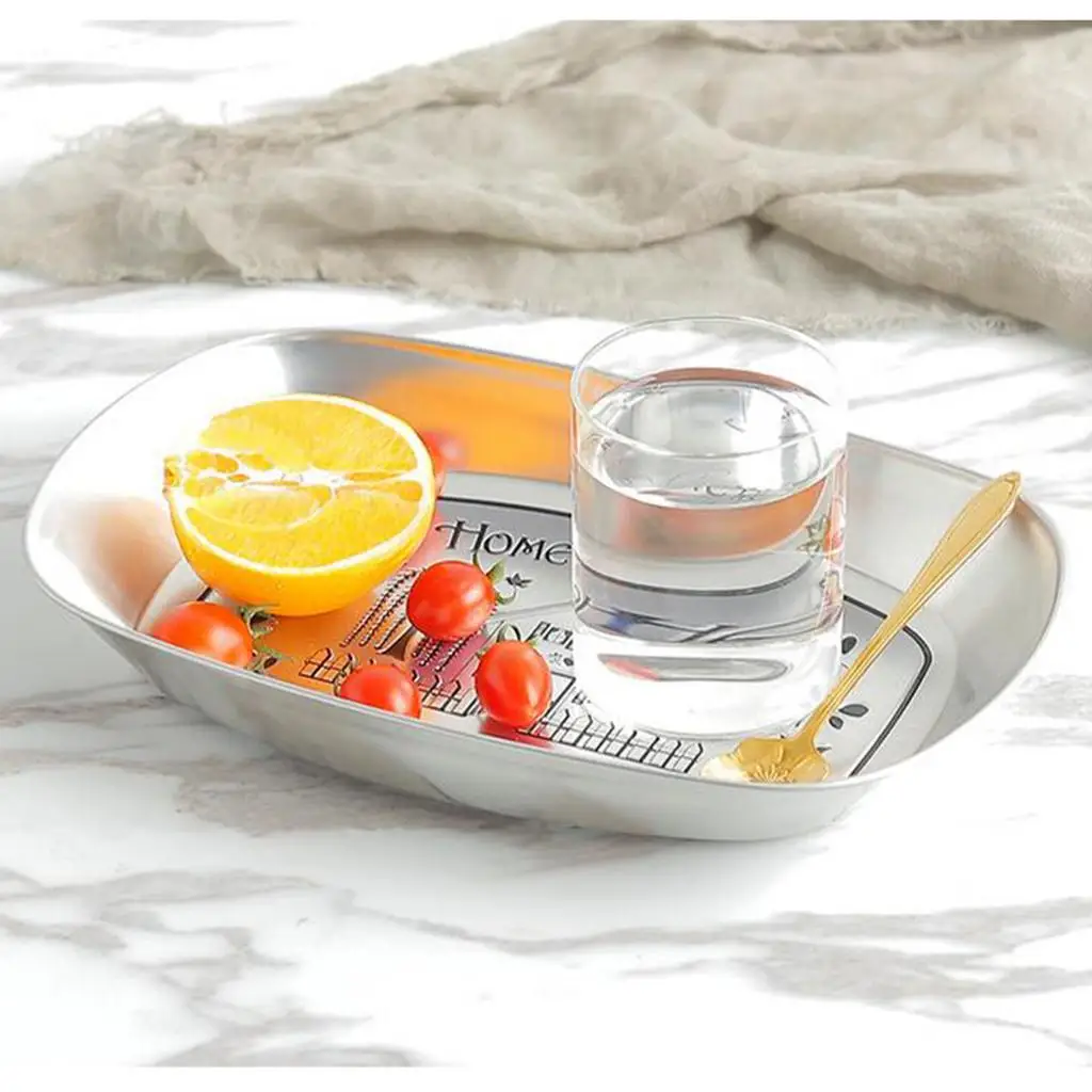 Country Style Metal Fruit Plate Dish Lazy Cupcake Tray Candy Box Silver