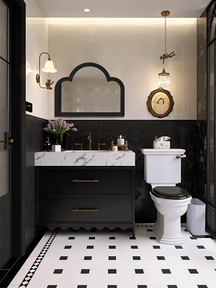 Wall Mounted Makeup Mirror 38cm X 50cm Irregular Design with Wooden Frame Window Decorative Bathroom Vanity Mirror view 4