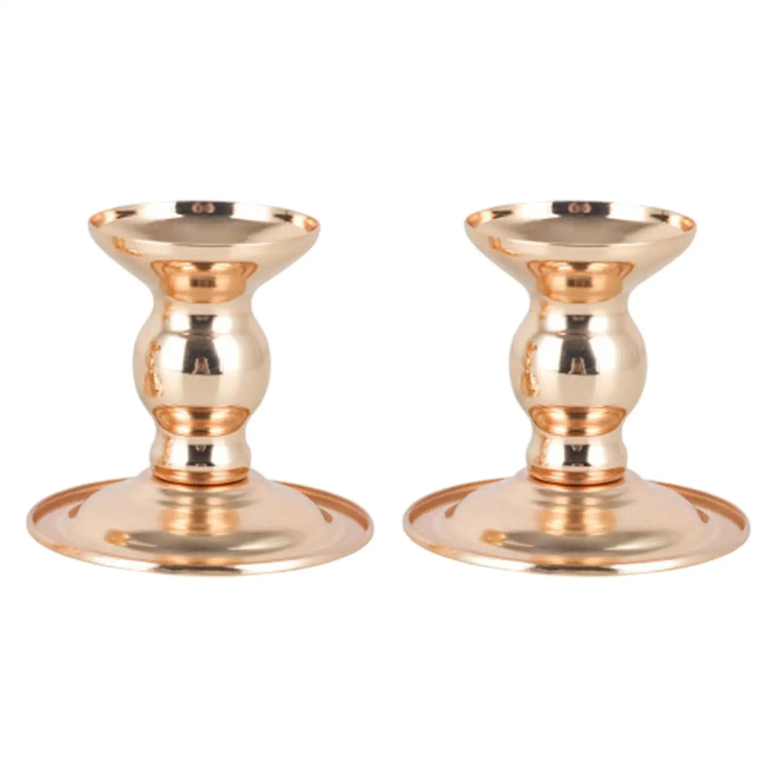 Golden Metal Candlestick Holder Sturdy Iron Pillar Taper Stand Vintage Decor for Holiday Dinner Anniversary Table
