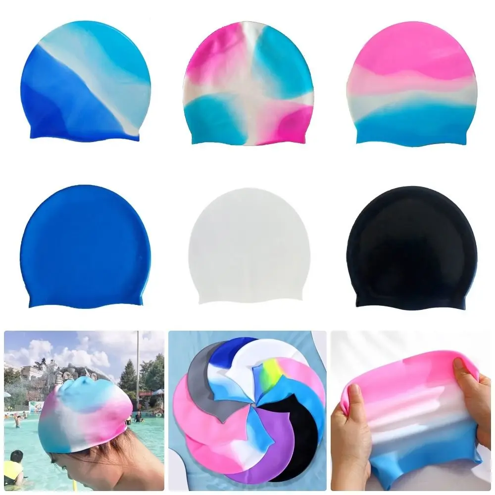 

1Pcs with Ear Protect Silicone Swimming Caps Men Women Adults High Elastic Swim Cap Pool Accessories Waterproof