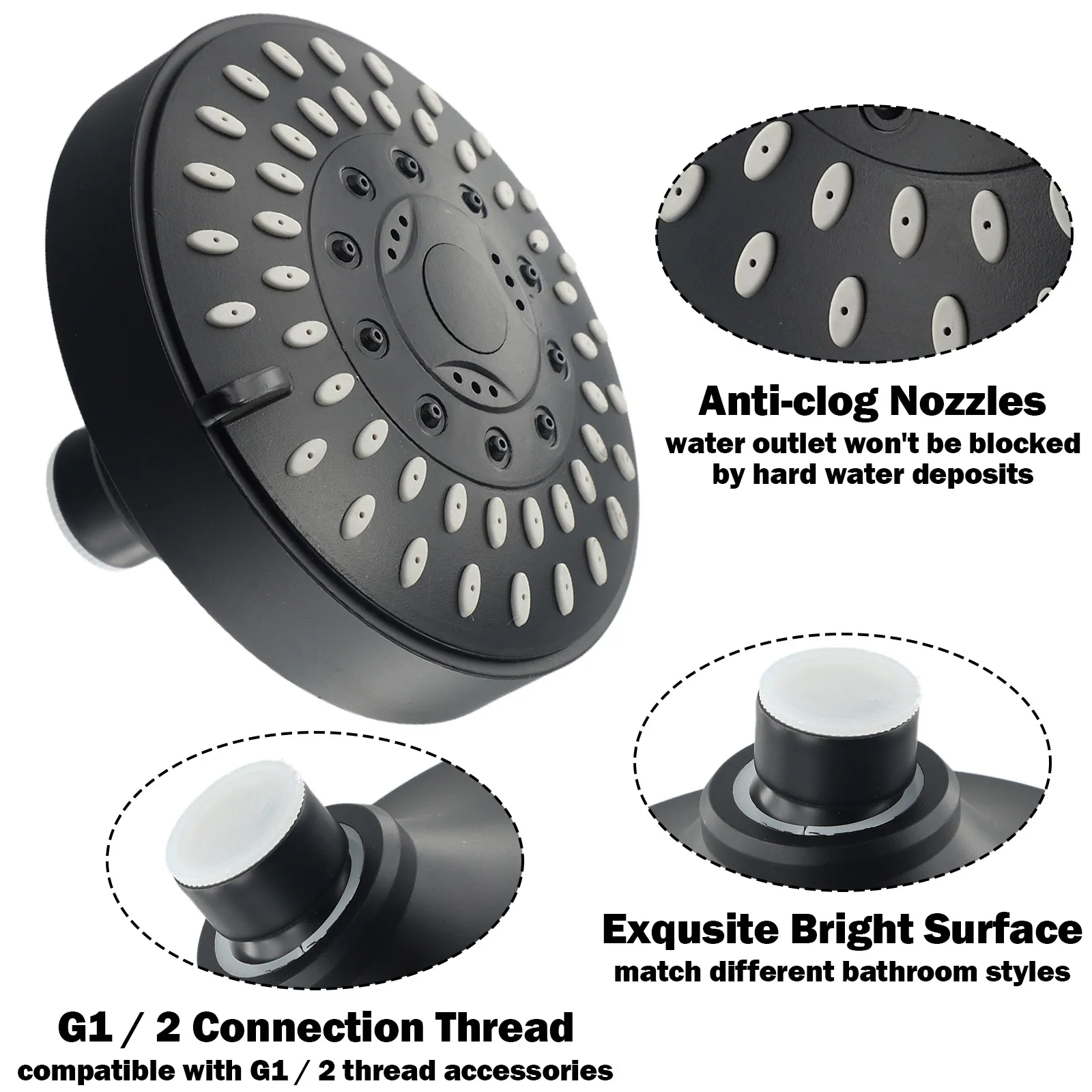 

High Quality Practical Shower Head Bathing Home Improvement 4-inch Adjustable Bathroom Accessories Replacement