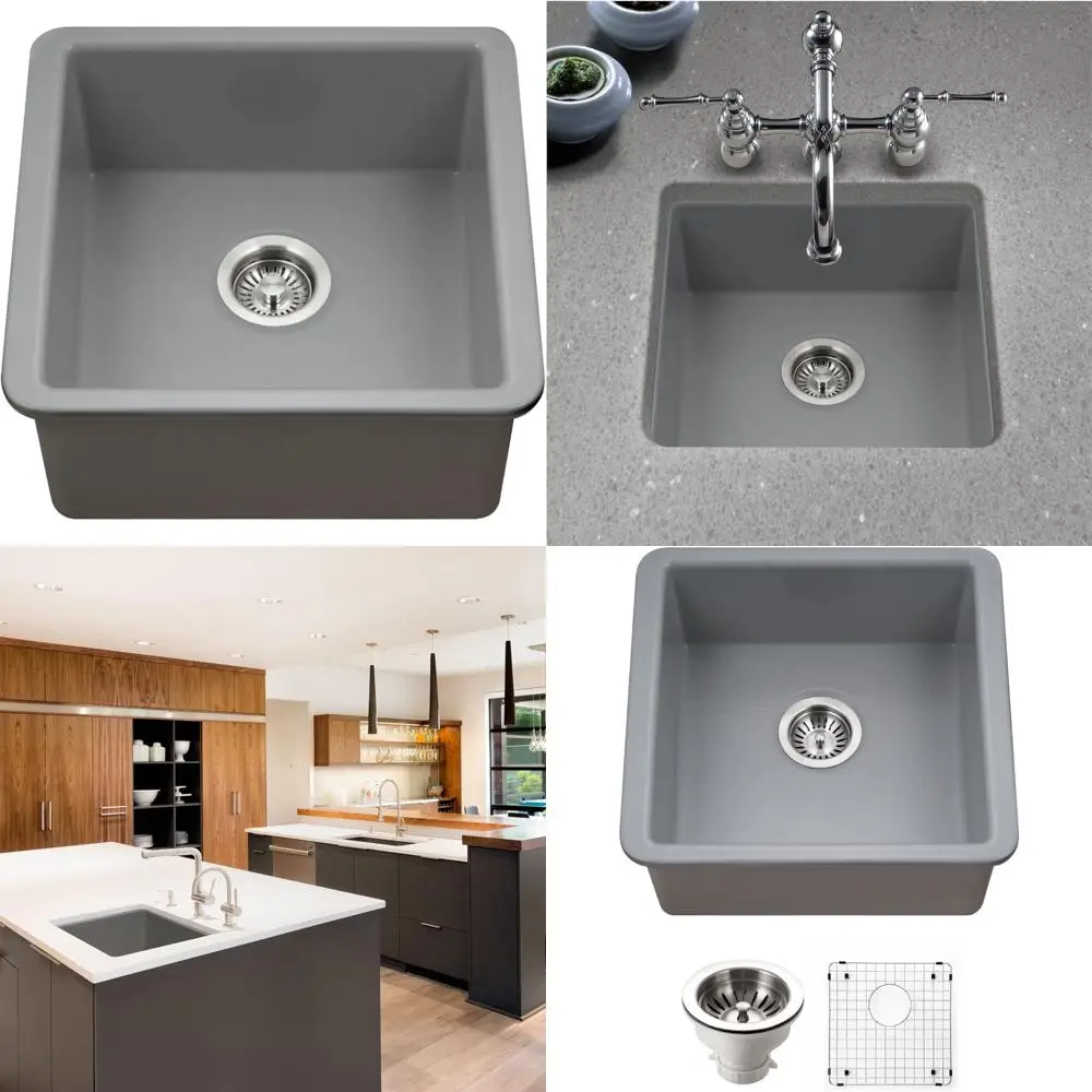 

Houzer PTB-2020 GR Bar Sink, 19.25 x 18.375 x 8.25 Inches, Grey