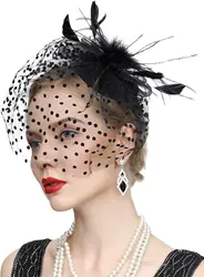 New Fascinator Hats for Women 20s 50s Vintage Pillbox Hat Kentucky Derby Fascinators Feather Flower Veil Wedding Tea Party Hat