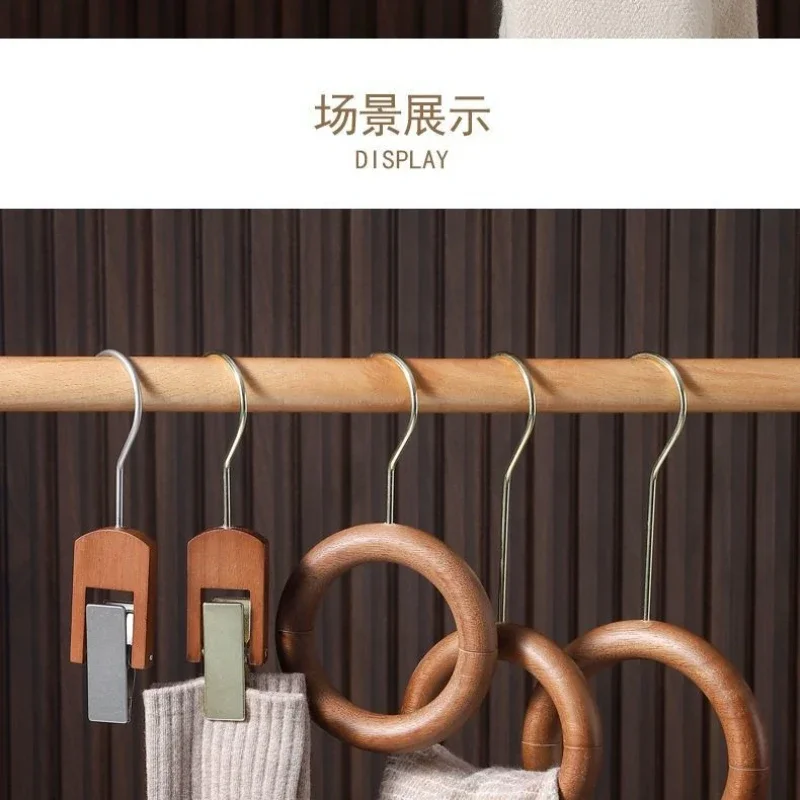 High Grade Hangers Retro Clothing Store S-shaped Hook Clip Scarf Hook Wooden Single Clip Decorative Scarf S Hook Wooden Clip 4