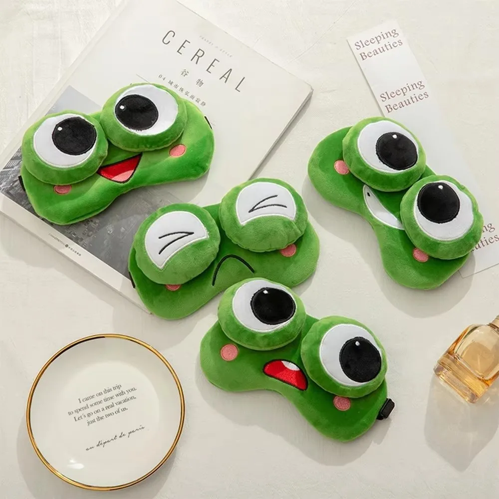 Lovely Cartoon Frog Sleep Eye Mask Skin-friendly Green Big Eyes Sleep Mask Breathable Shading Sleeping Eye Cover Dream Night